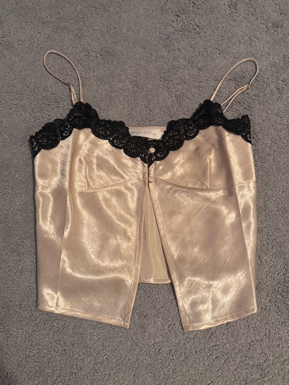 Tan Lace Trim Top